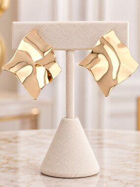 Gold Abstract Sculptural Statement Earrings | Modern Chic Jewelry